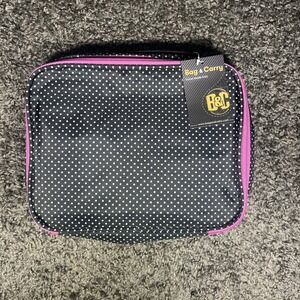 Bag And Carry Hanging‎ Travel Cosmetic Bag Black  White Polls Dots Pink Zipper